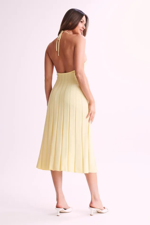 Women Meshki Dresses Adrienne Halter Neck Midi Dress 8211 Lemon Women Meshki Dresses Adrienne Halter Neck Midi Dress 8211 Lemon