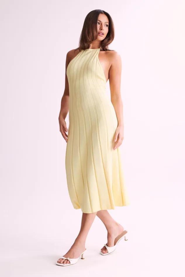 Women Meshki Dresses Adrienne Halter Neck Midi Dress 8211 Lemon Women Meshki Dresses Adrienne Halter Neck Midi Dress 8211 Lemon