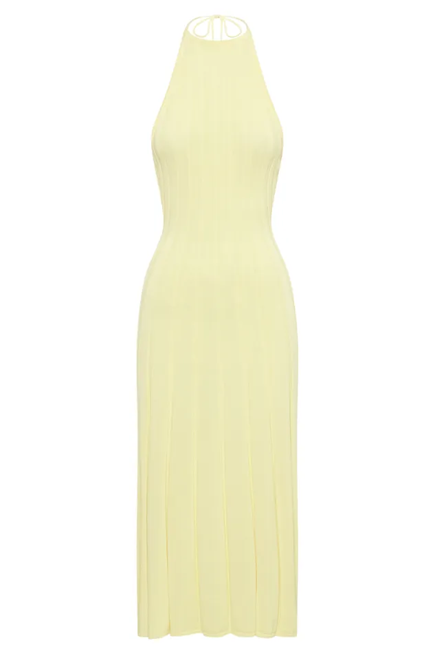 Women Meshki Dresses Adrienne Halter Neck Midi Dress 8211 Lemon Women Meshki Dresses Adrienne Halter Neck Midi Dress 8211 Lemon