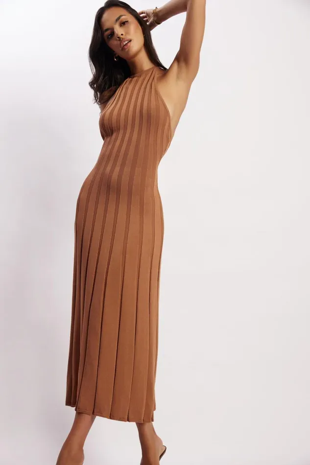 Women Meshki Dresses Adrienne Halter Neck Midi Dress 8211 Tan Women Meshki Dresses Adrienne Halter Neck Midi Dress 8211 Tan