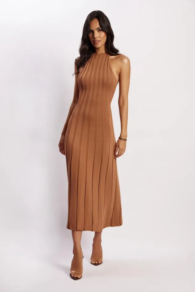 Women Meshki Dresses Adrienne Halter Neck Midi Dress 8211 Tan Women Meshki Dresses Adrienne Halter Neck Midi Dress 8211 Tan