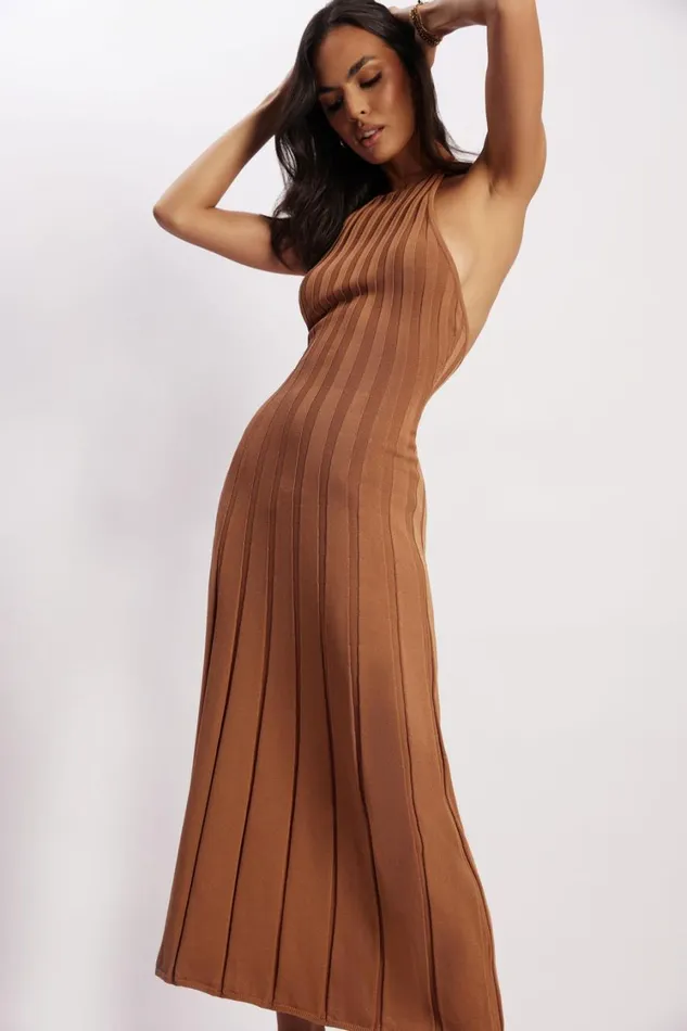Women Meshki Dresses Adrienne Halter Neck Midi Dress 8211 Tan Women Meshki Dresses Adrienne Halter Neck Midi Dress 8211 Tan