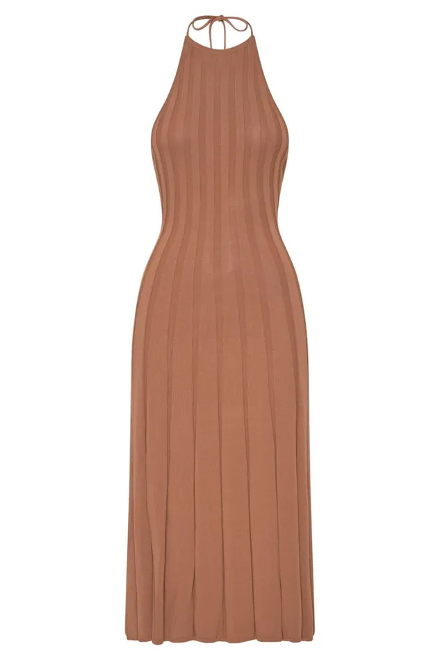 Women Meshki Dresses Adrienne Halter Neck Midi Dress 8211 Tan Women Meshki Dresses Adrienne Halter Neck Midi Dress 8211 Tan