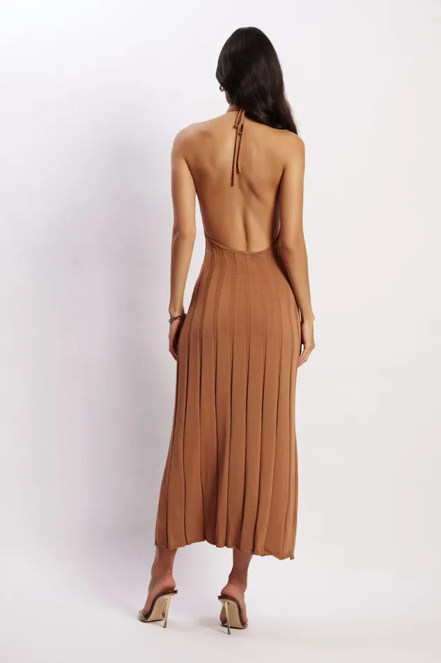 Women Meshki Dresses Adrienne Halter Neck Midi Dress 8211 Tan Women Meshki Dresses Adrienne Halter Neck Midi Dress 8211 Tan