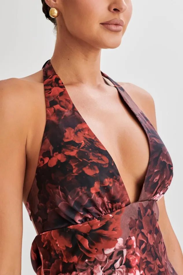 Women Meshki Dresses Aimee Halter Mini Dress 8211 Peony Print
