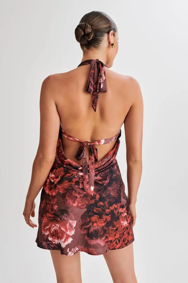 Women Meshki Dresses Aimee Halter Mini Dress 8211 Peony Print