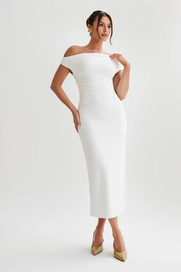 Women Meshki Dresses Alayna Recycled Nylon Midi Dress 8211 White