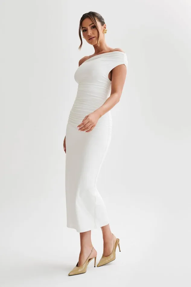 Women Meshki Dresses Alayna Recycled Nylon Midi Dress 8211 White