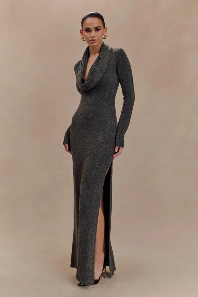 Women Meshki Dresses Alessandra Reversible Knit Maxi Dress 8211 Charcoal Marle
