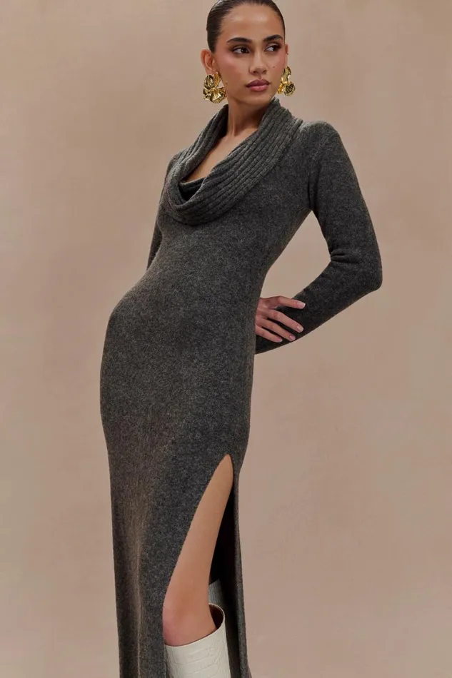 Women Meshki Dresses Alessandra Reversible Knit Maxi Dress 8211 Charcoal Marle