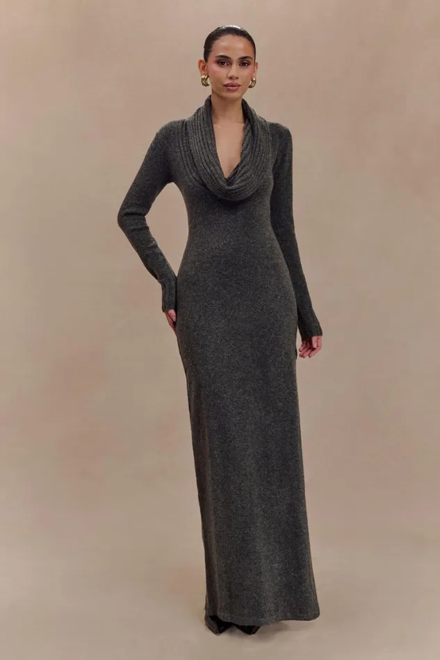Women Meshki Dresses Alessandra Reversible Knit Maxi Dress 8211 Charcoal Marle