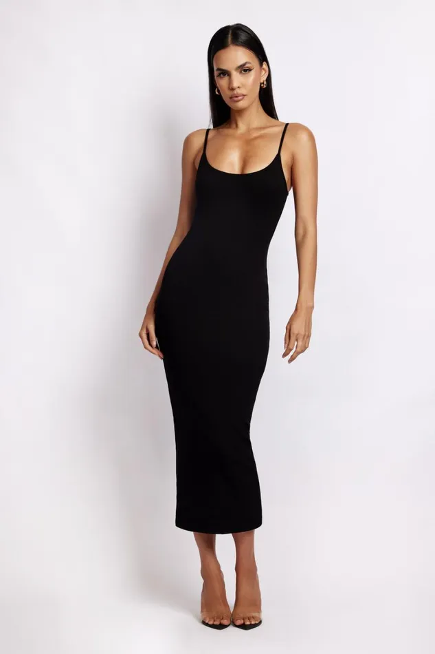 Women Meshki Dresses Alexis Ribbed Cami Midi Dress 8211 Black