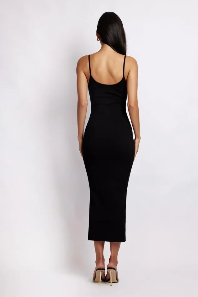 Women Meshki Dresses Alexis Ribbed Cami Midi Dress 8211 Black