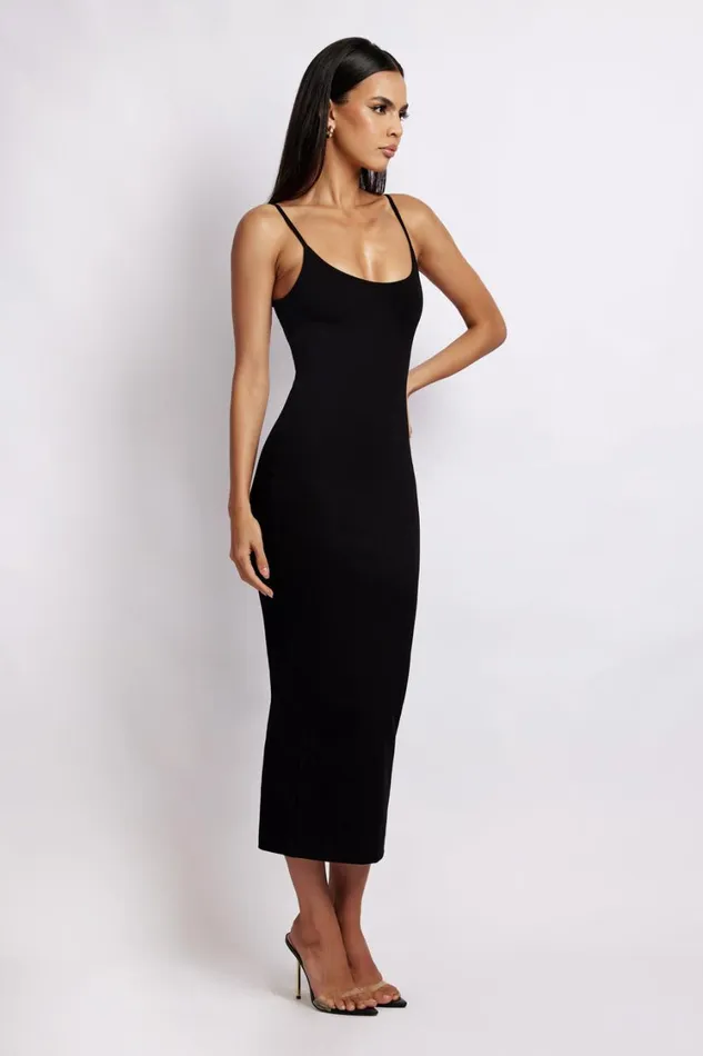 Women Meshki Dresses Alexis Ribbed Cami Midi Dress 8211 Black