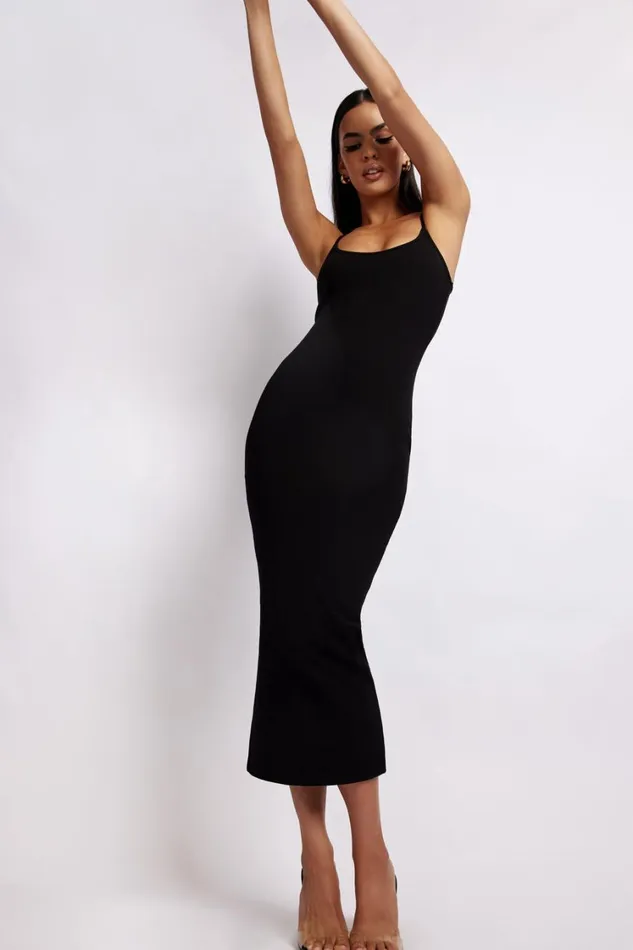 Women Meshki Dresses Alexis Ribbed Cami Midi Dress 8211 Black