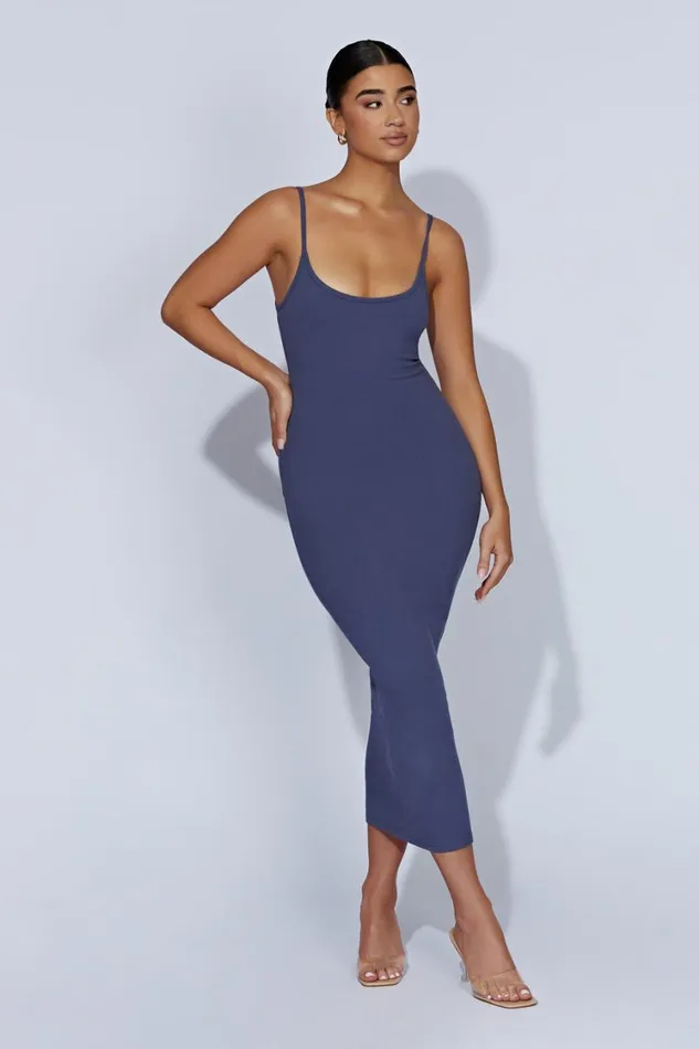 Women Meshki Dresses Alexis Ribbed Cami Midi Dress 8211 Midnight Navy