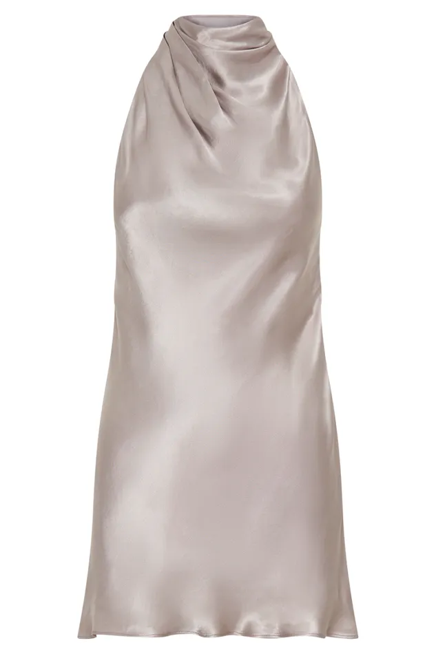 Women Meshki Dresses Allison Satin Halter Mini Dress 8211 Bronze