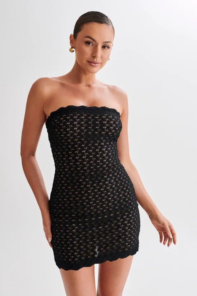 Women Meshki Dresses Amadea Lace Mini Dress 8211 Black
