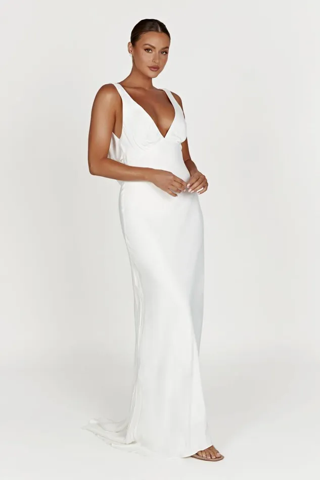 Women Meshki Dresses Amanza Maxi Dress With Cowl Back 8211 White