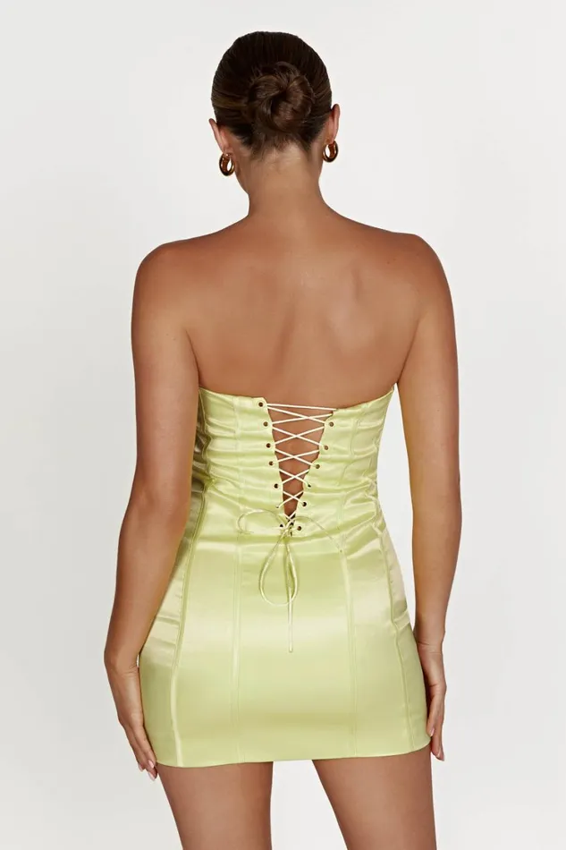 Women Meshki Dresses Amaya Lace Up Corset Mini Dress 8211 Lemon Women Meshki Dresses Amaya Lace Up Corset Mini Dress 8211 Lemon