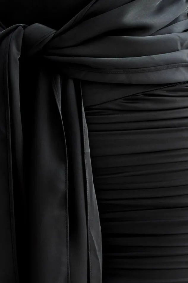 Women Meshki Dresses Ambrosi Satin Chiffon Mini Dress 8211 Black