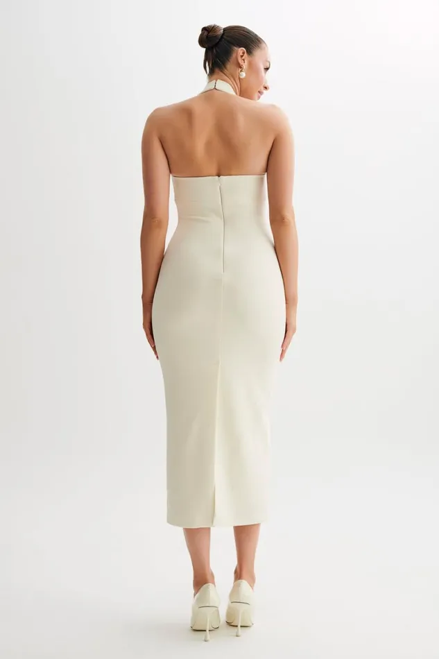 Women Meshki Dresses Amelita Suiting Halter Midi Dress 8211 Ivory