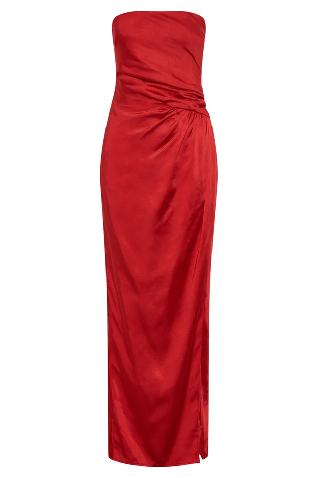 Women Meshki Dresses Aminah Draped Strapless Maxi Dress 8211 Red