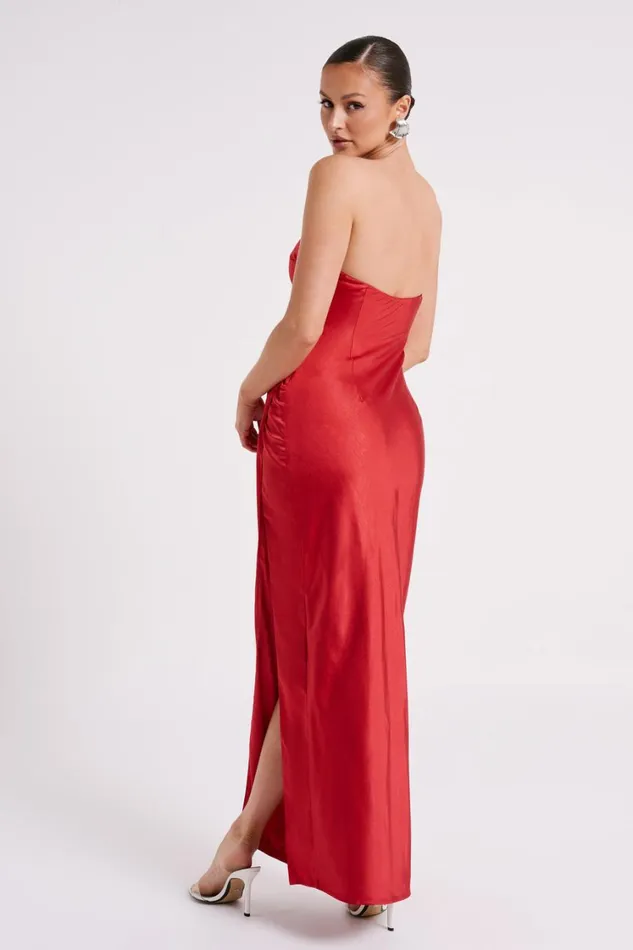 Women Meshki Dresses Aminah Draped Strapless Maxi Dress 8211 Red