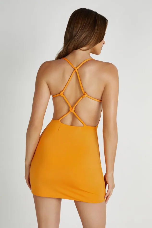 Women Meshki Dresses Amirah Slinky Backless Mini Dress 8211 Orange