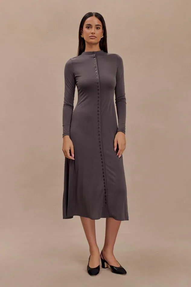 Women Meshki Dresses Anders Peached Jersey Midi Dress 8211 Charcoal