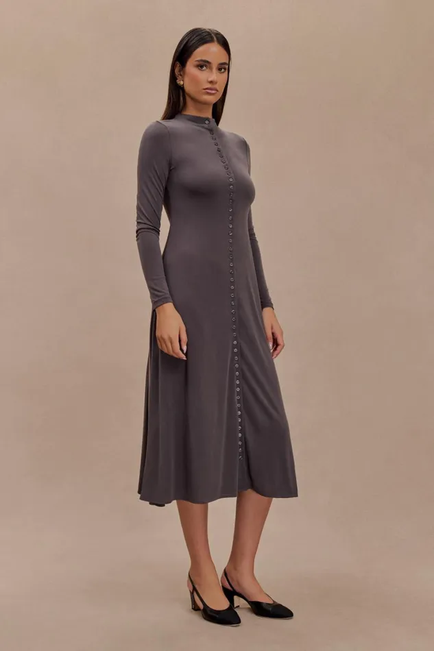 Women Meshki Dresses Anders Peached Jersey Midi Dress 8211 Charcoal