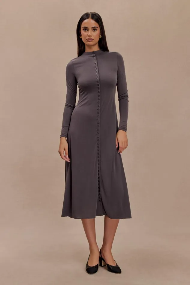 Women Meshki Dresses Anders Peached Jersey Midi Dress 8211 Charcoal