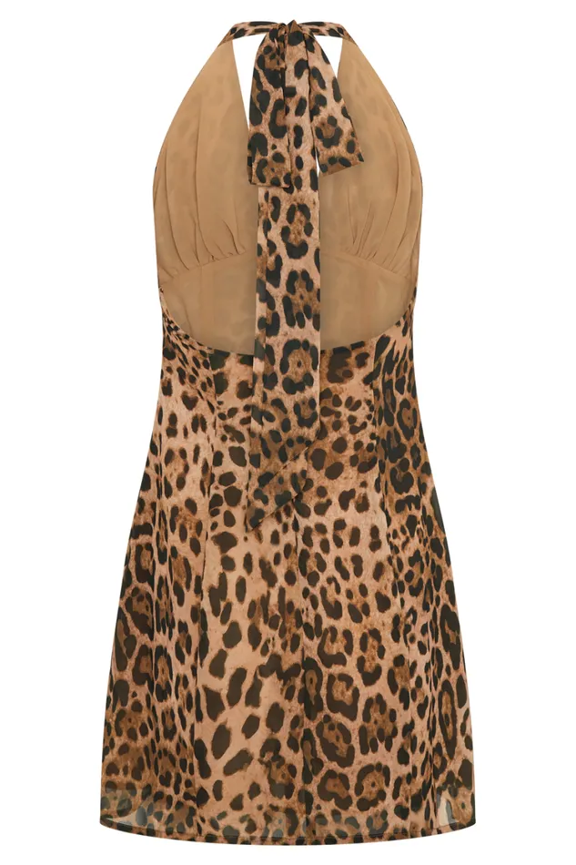 Women Meshki Dresses Ashley Chiffon Mini Dress 8211 Leopard Print