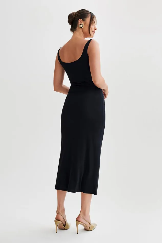 Women Meshki Dresses Augustine Slinky Scoop Midi Dress 8211 Black