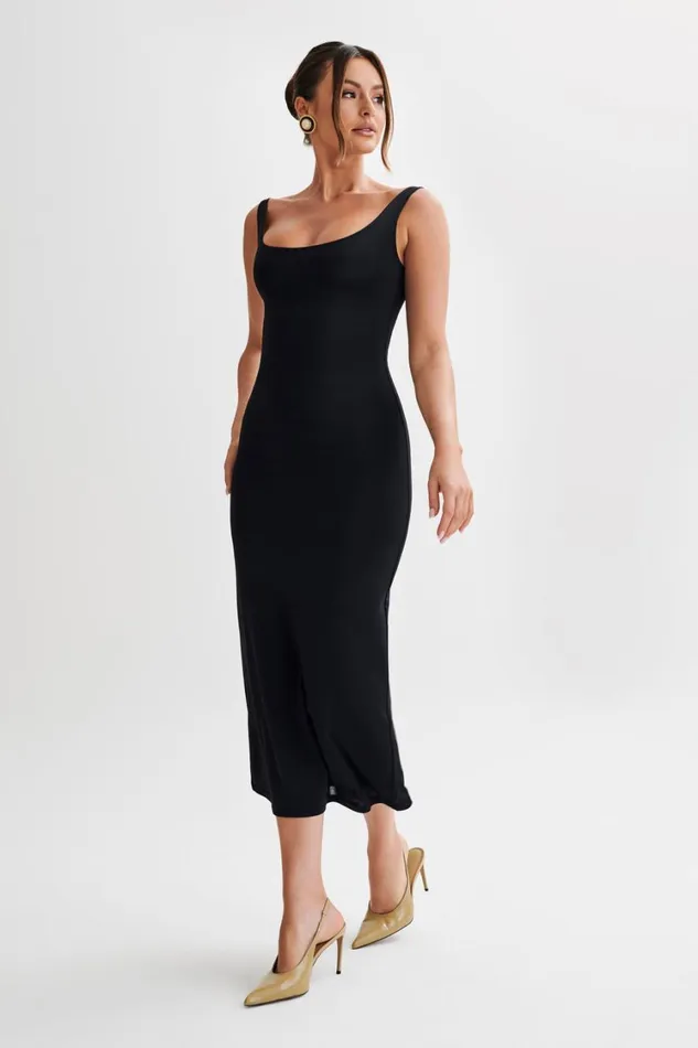 Women Meshki Dresses Augustine Slinky Scoop Midi Dress 8211 Black