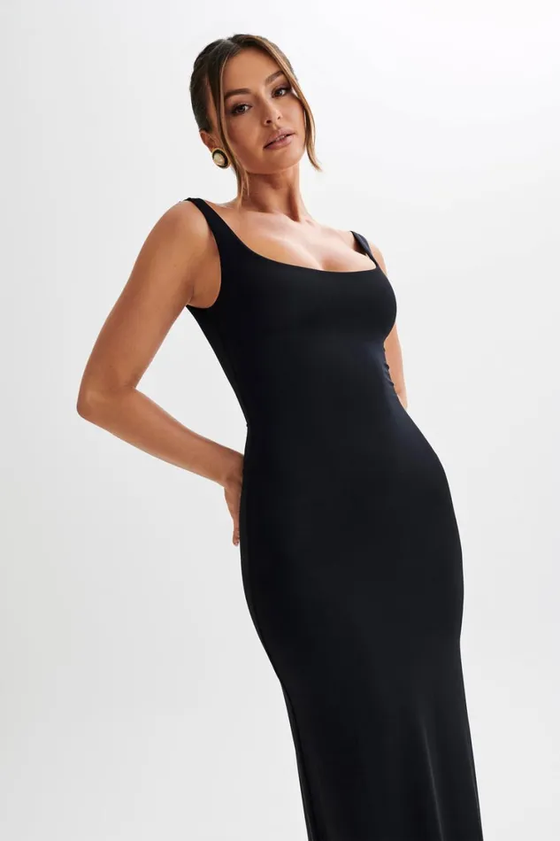 Women Meshki Dresses Augustine Slinky Scoop Midi Dress 8211 Black