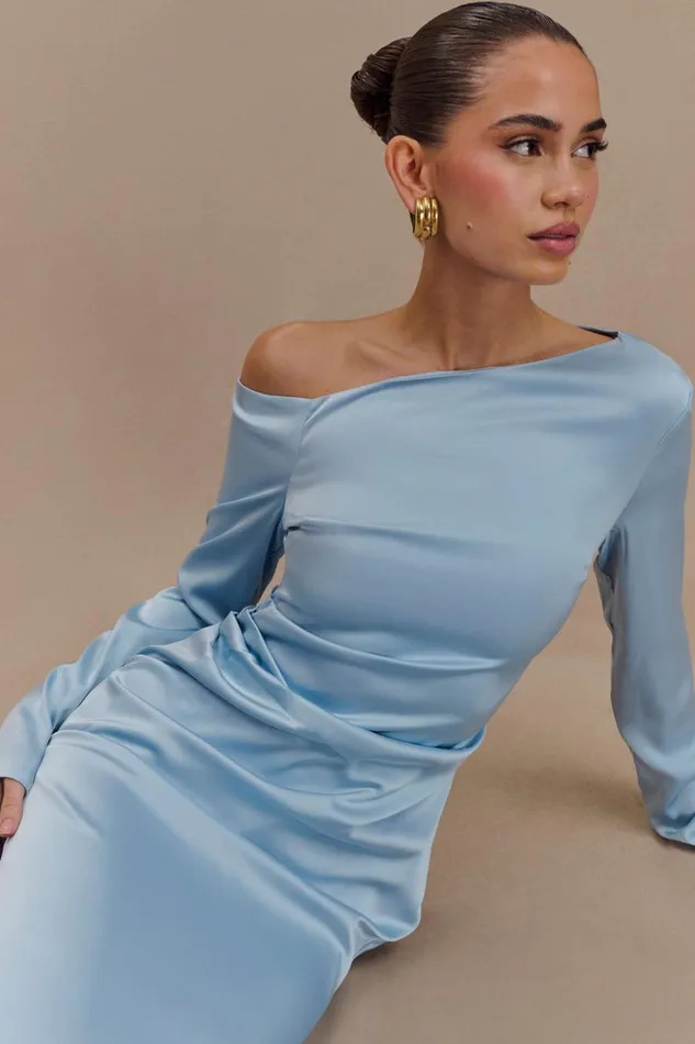 Women Meshki Dresses Avery Long Sleeve Maxi Dress 8211 Cornflower Blue