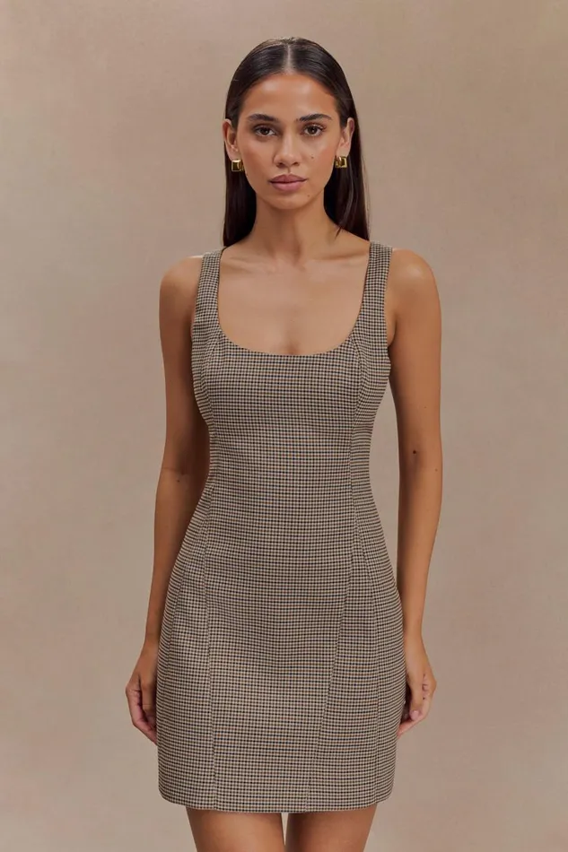 Women Meshki Dresses Beth Mini Dress 8211 Tan Check