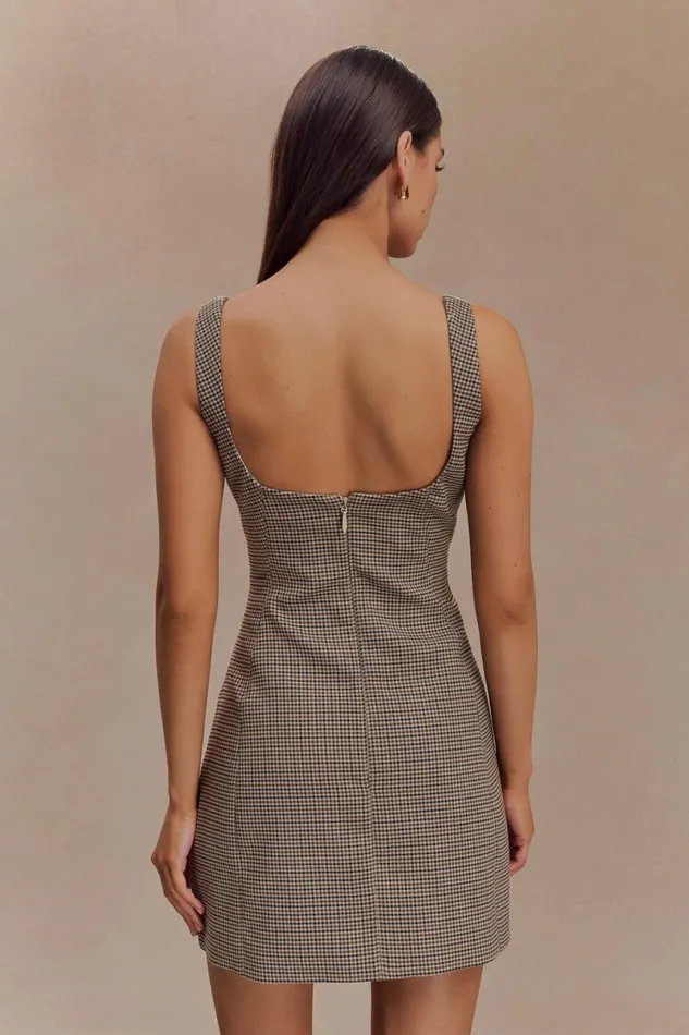 Women Meshki Dresses Beth Mini Dress 8211 Tan Check