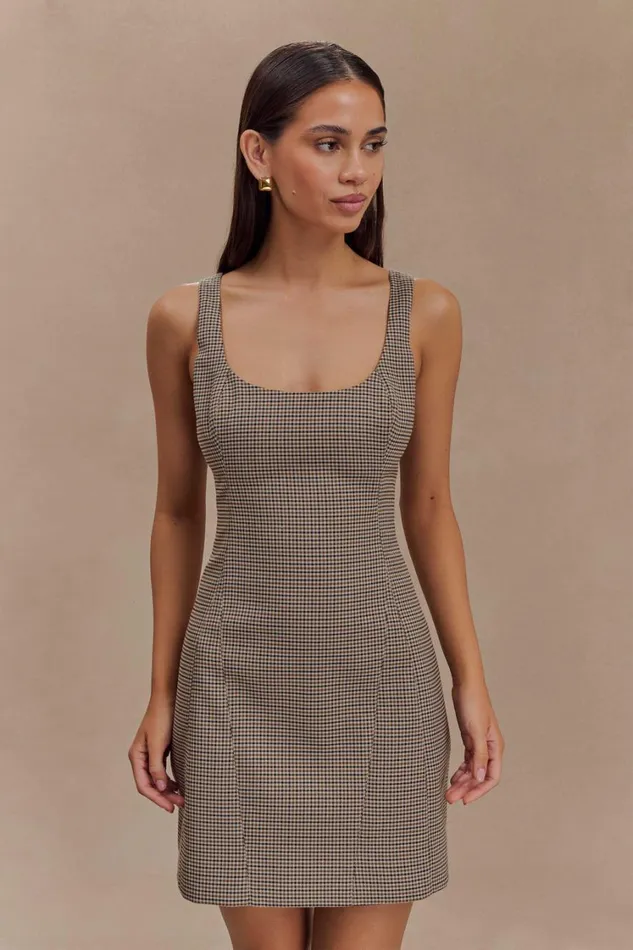 Women Meshki Dresses Beth Mini Dress 8211 Tan Check