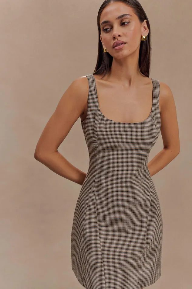 Women Meshki Dresses Beth Mini Dress 8211 Tan Check