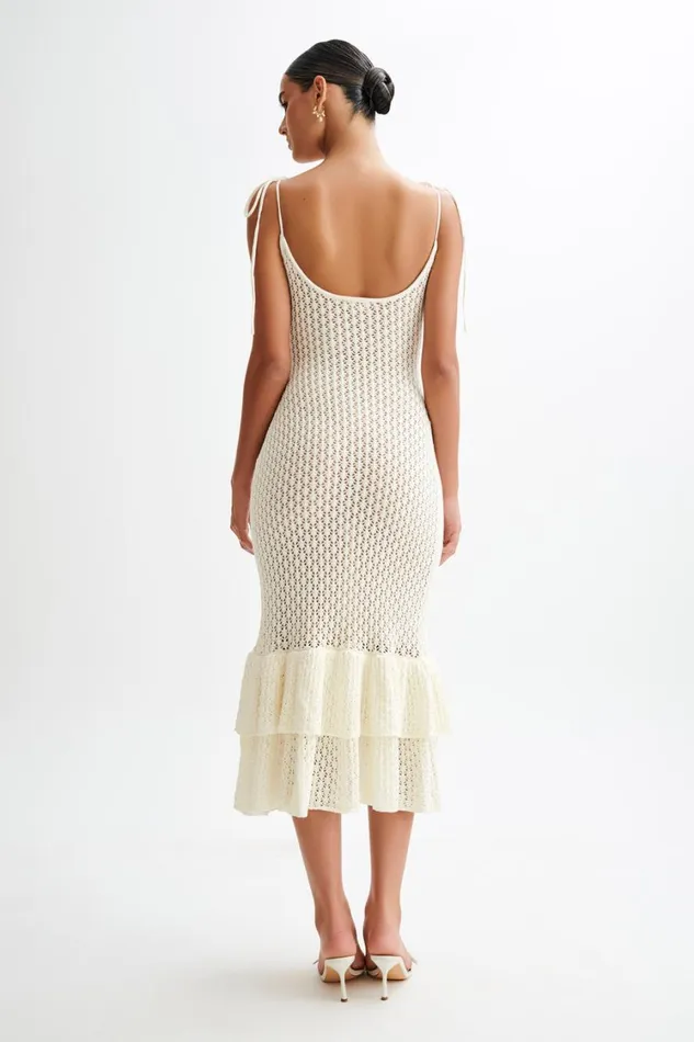 Women Meshki Dresses Bianca Knit Midi Dress 8211 Ivory