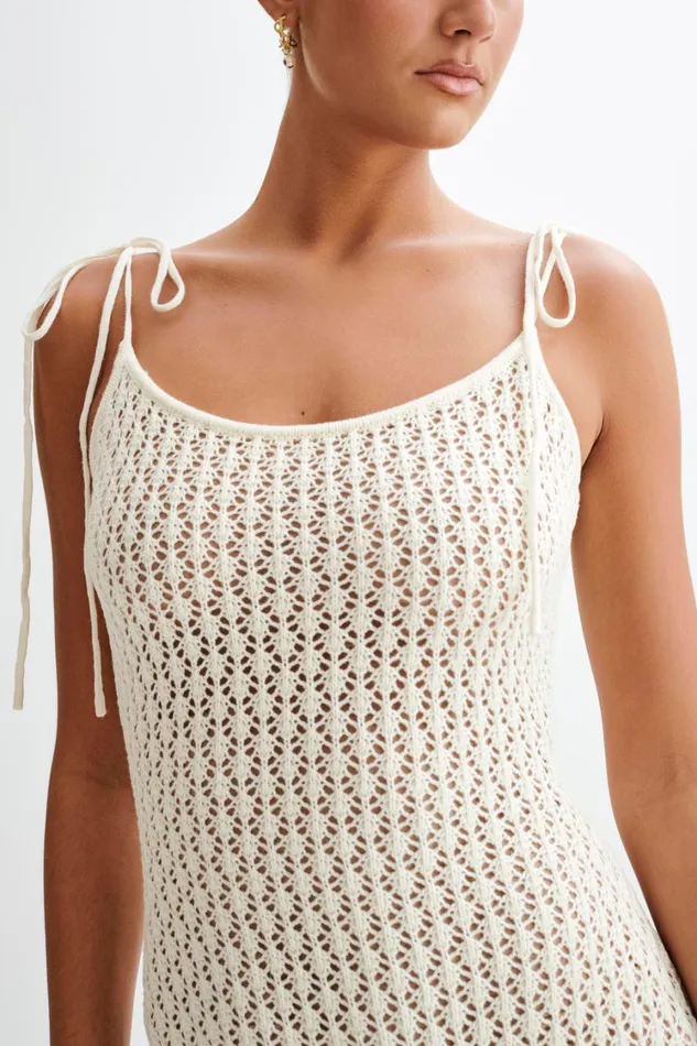 Women Meshki Dresses Bianca Knit Midi Dress 8211 Ivory
