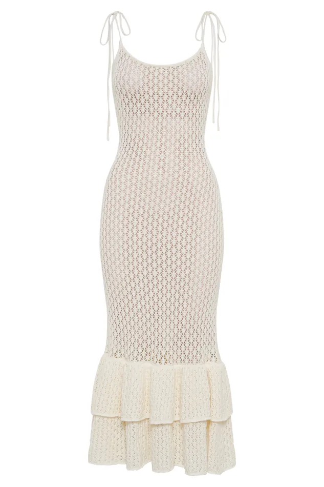 Women Meshki Dresses Bianca Knit Midi Dress 8211 Ivory