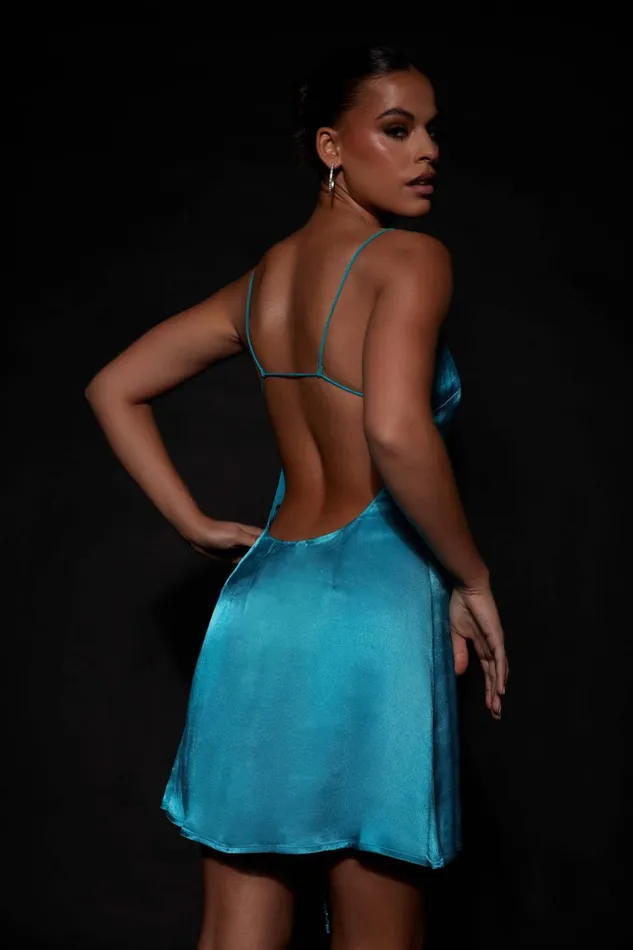 Women Meshki Dresses Briah Diamante Rope Mini Dress 8211 Cyan Blue Women Meshki Dresses Briah Diamante Rope Mini Dress 8211 Cyan Blue