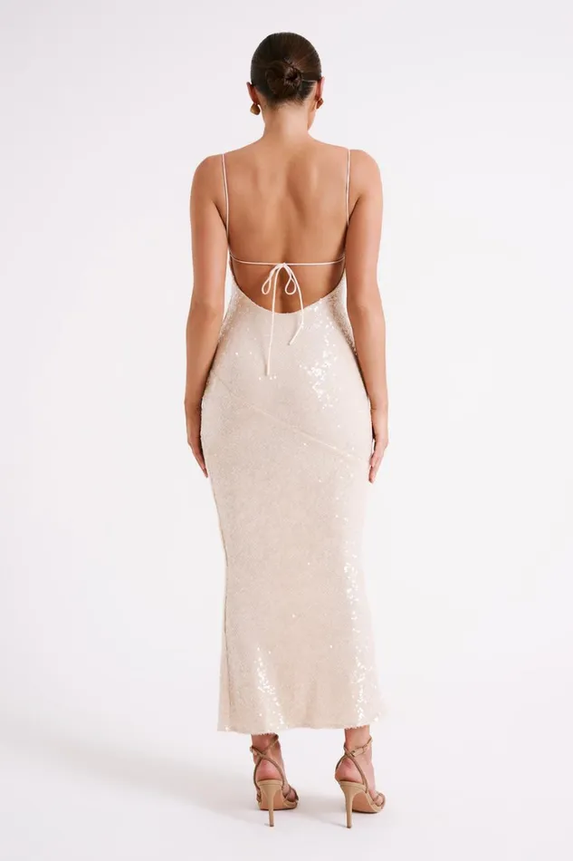 Women Meshki Dresses Brianna Sequin Maxi Dress 8211 Cream