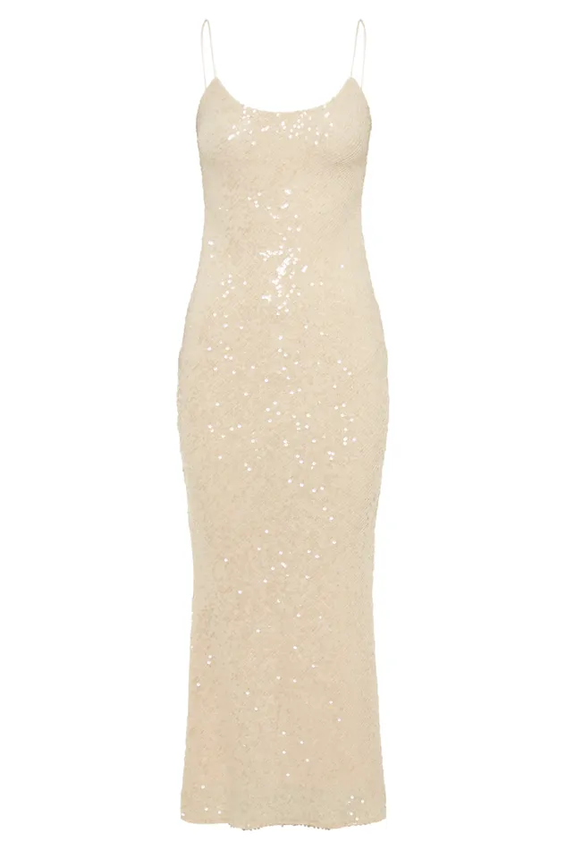 Women Meshki Dresses Brianna Sequin Maxi Dress 8211 Cream