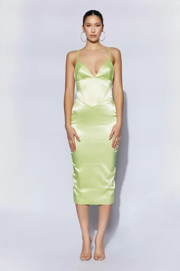 Women Meshki Dresses Brie Corset Midi Dress 8211 Pistachio Green Women Meshki Dresses Brie Corset Midi Dress 8211 Pistachio Green