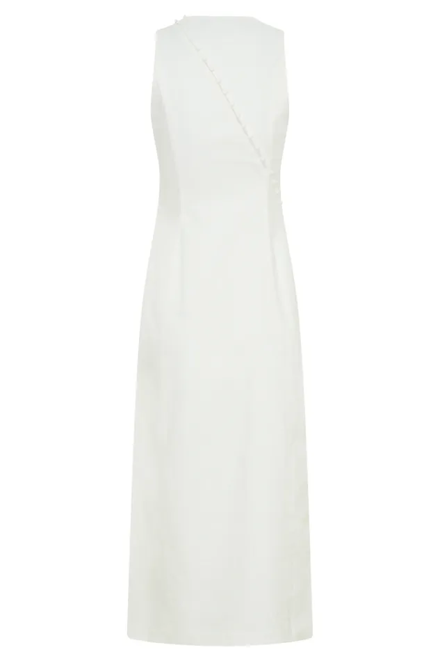 Women Meshki Dresses Bronte Linen Button Midi Dress 8211 White