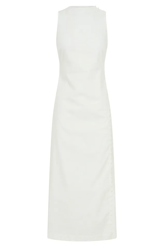 Women Meshki Dresses Bronte Linen Button Midi Dress 8211 White